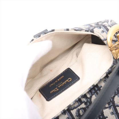 Second hand Dior Saddle Mini Canvas Embroidery Shoulder Bag Blue - Tabita Bags