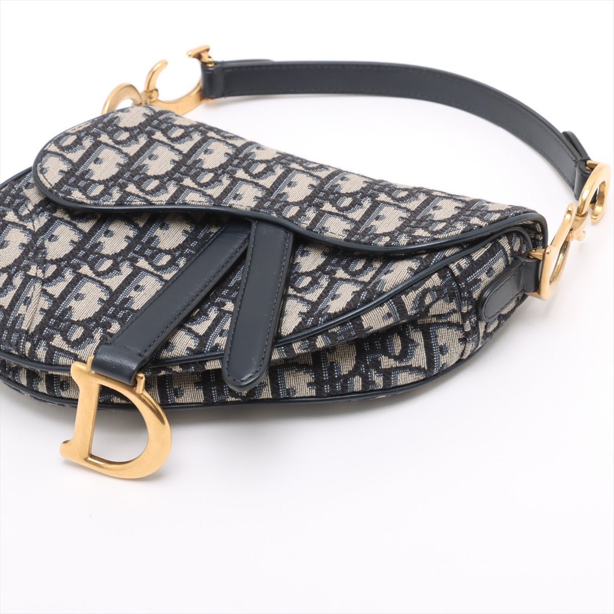 Second hand Dior Saddle Mini Canvas Embroidery Shoulder Bag Blue - Tabita Bags