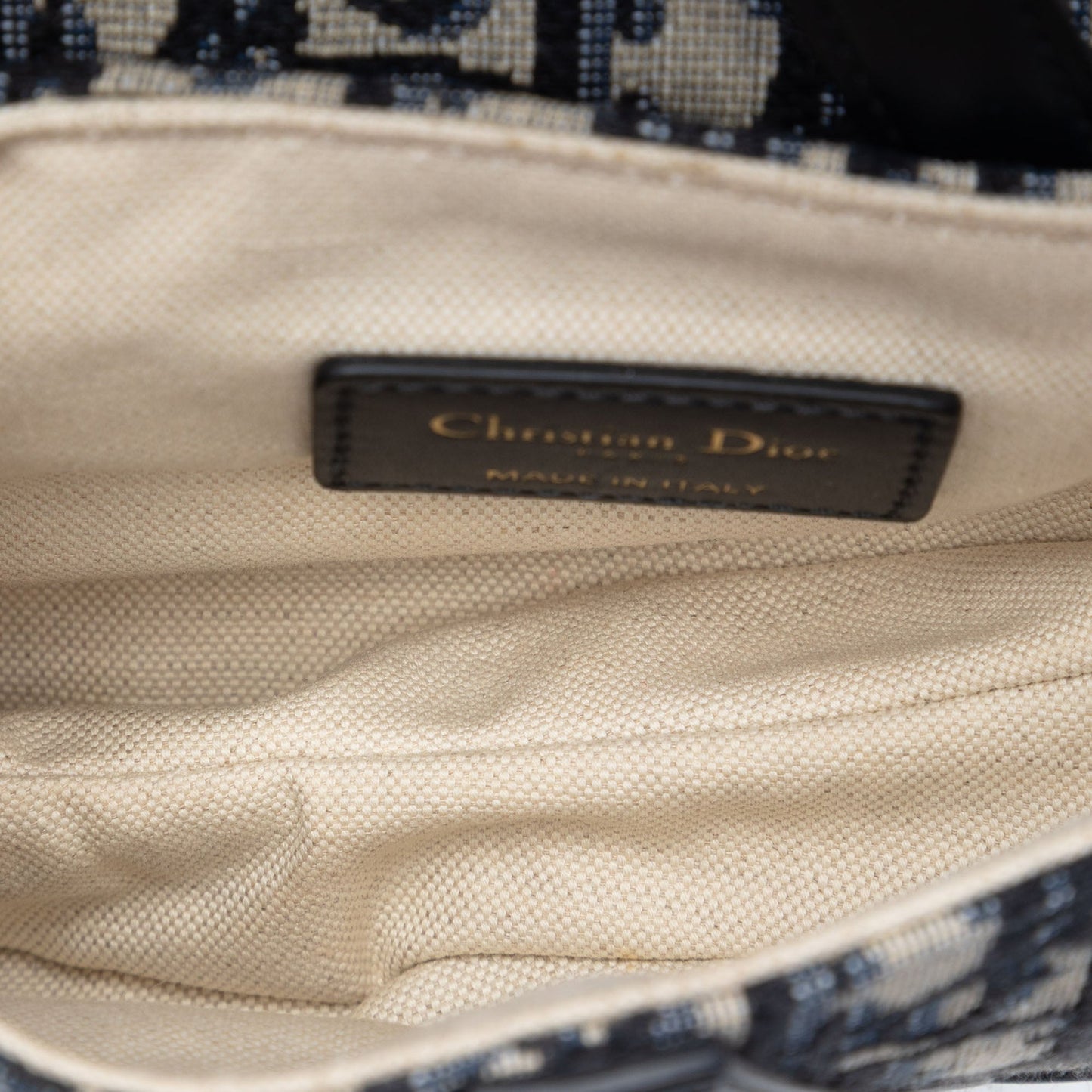 Second hand Dior Saddle Mini Canvas Embroidery Shoulder Bag Oblique Blue - Tabita Bags