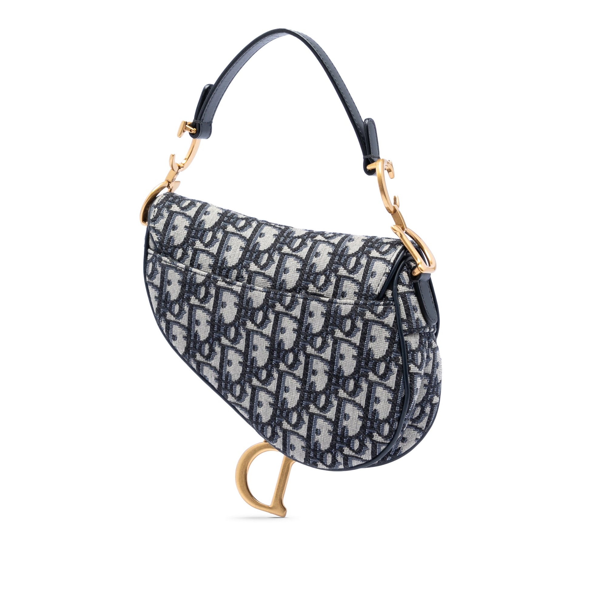 Second hand Dior Saddle Mini Canvas Embroidery Shoulder Bag Oblique Blue - Tabita Bags