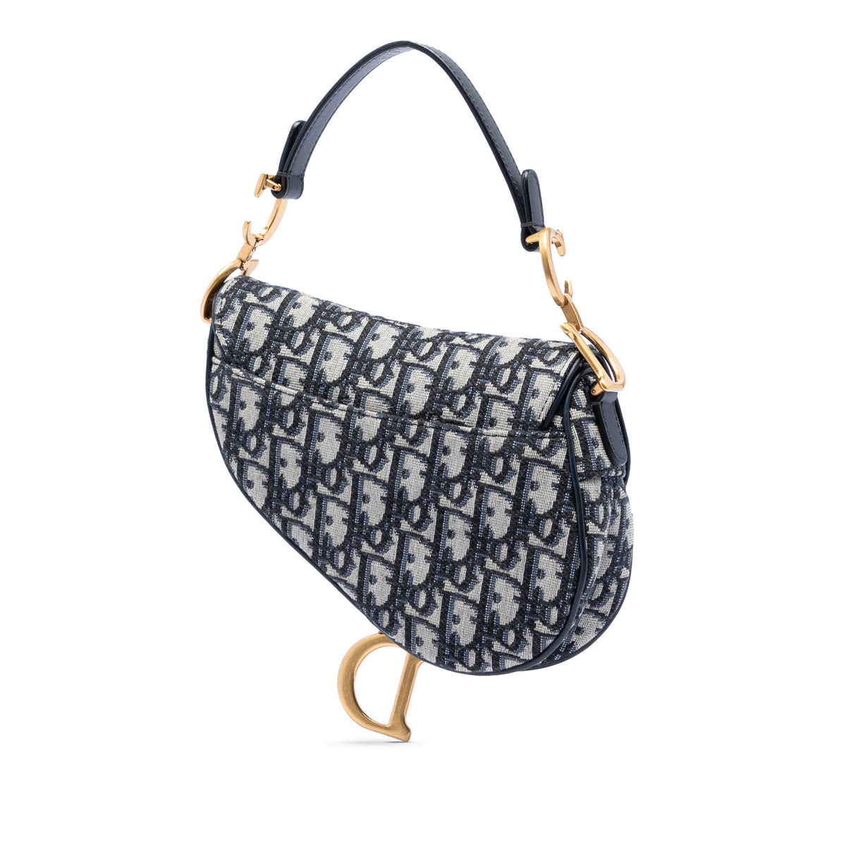 Second hand Dior Saddle Mini Canvas Embroidery Shoulder Bag Oblique Blue - Tabita Bags