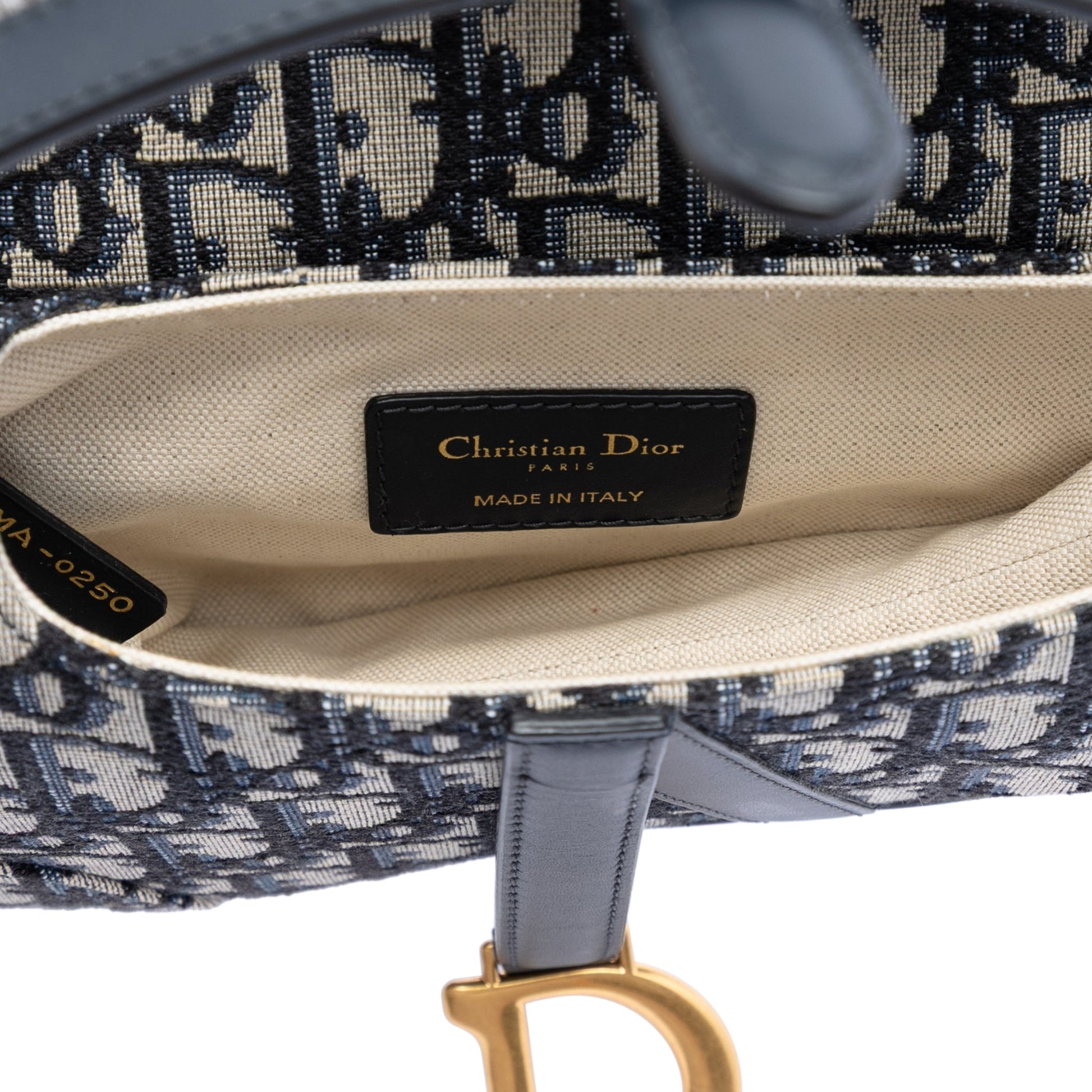 Second hand Dior Saddle Mini Canvas Embroidery Shoulder Bag Oblique Blue - Tabita Bags