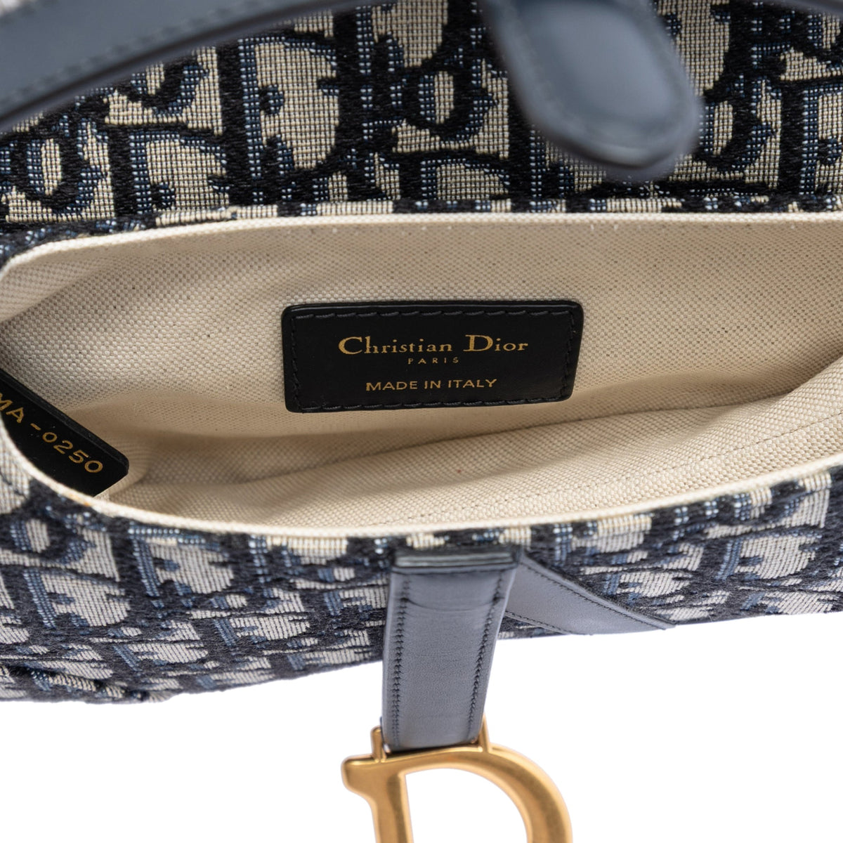 Second hand Dior Saddle Mini Canvas Embroidery Shoulder Bag Oblique Blue - Tabita Bags