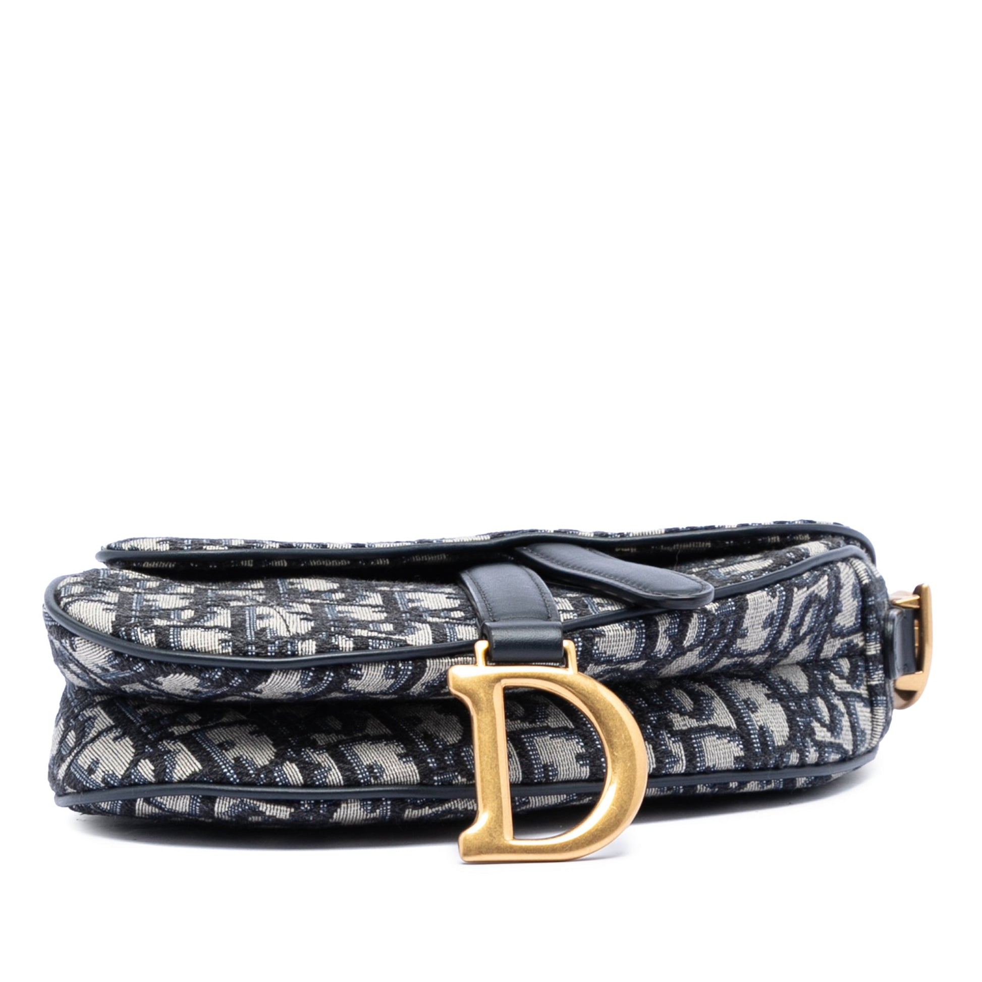 Second hand Dior Saddle Mini Canvas Embroidery Shoulder Bag Oblique Blue - Tabita Bags