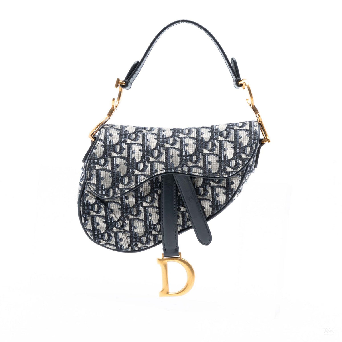 Second hand Dior Saddle Mini Canvas Embroidery Shoulder Bag Oblique Blue - Tabita Bags