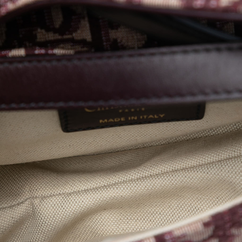 Second hand Dior Saddle Mini Canvas Embroidery Shoulder Bag Oblique Red - Tabita Bags