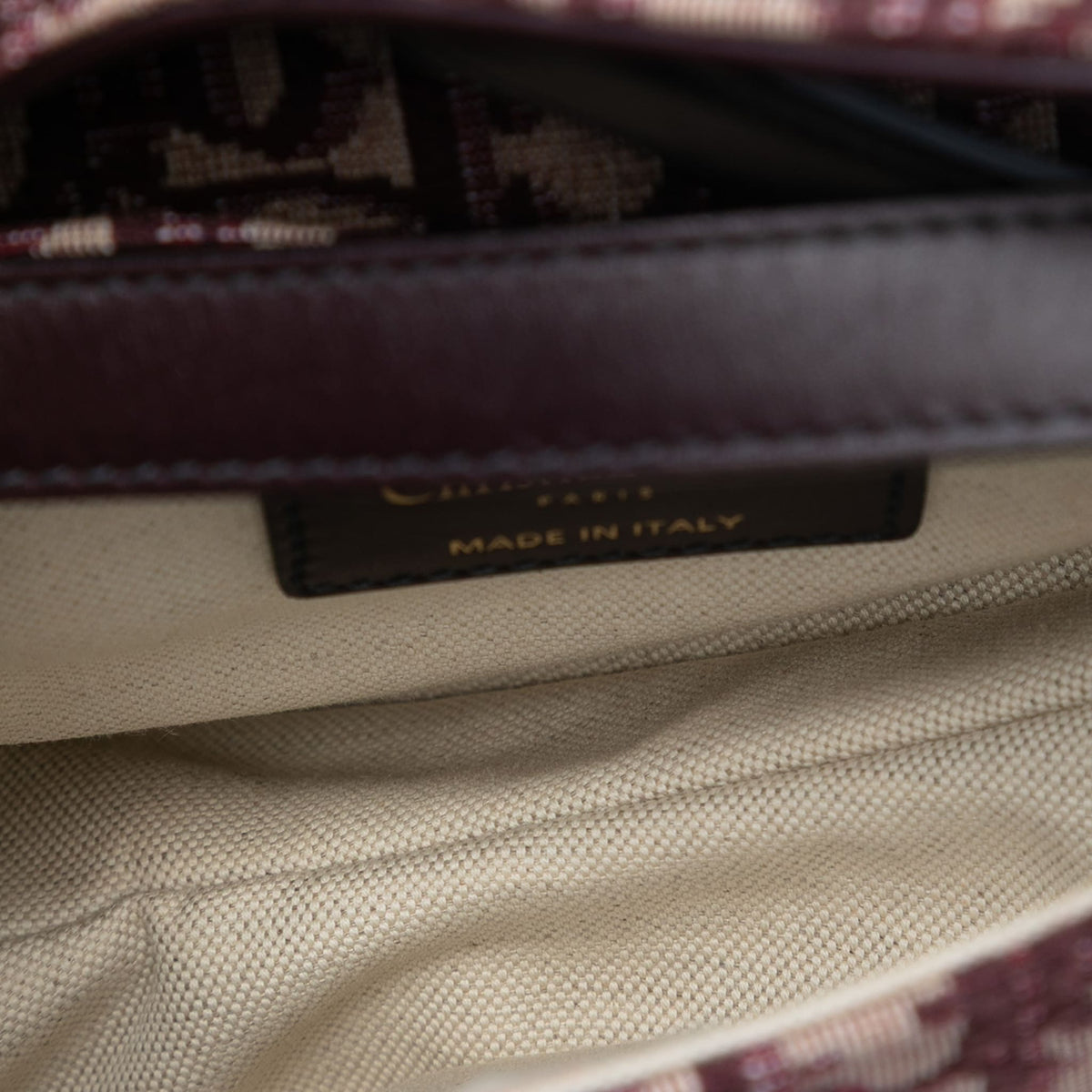 Second hand Dior Saddle Mini Canvas Embroidery Shoulder Bag Oblique Red - Tabita Bags