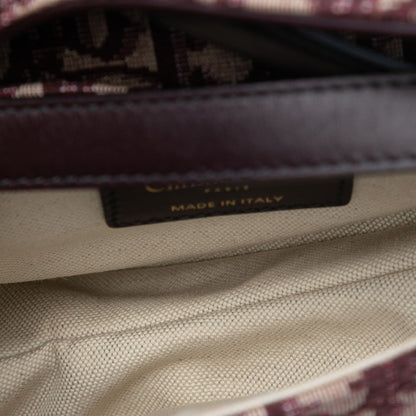 Second hand Dior Saddle Mini Canvas Embroidery Shoulder Bag Oblique Red - Tabita Bags