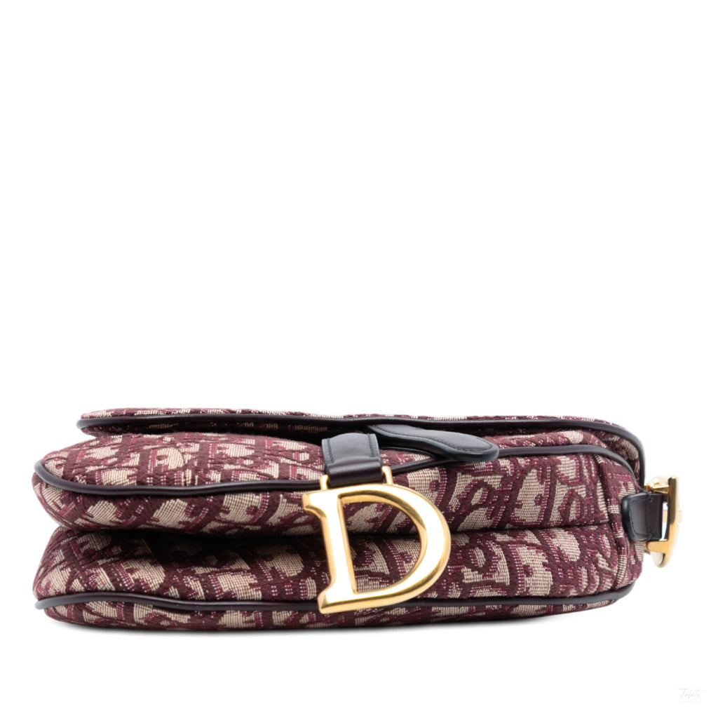 Second hand Dior Saddle Mini Canvas Embroidery Shoulder Bag Oblique Red - Tabita Bags