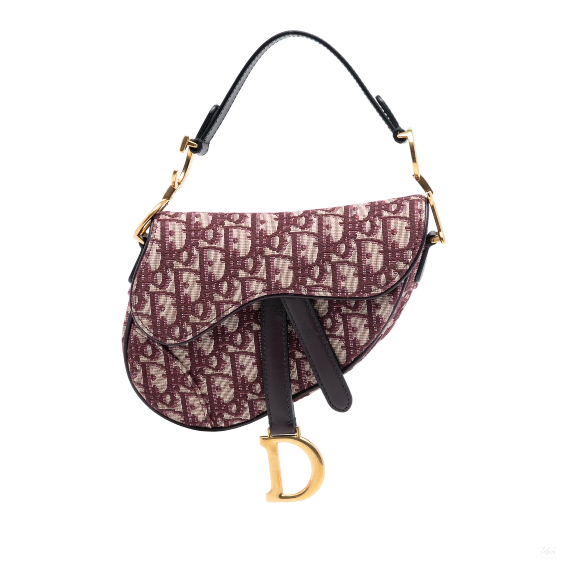 Second hand Dior Saddle Mini Canvas Embroidery Shoulder Bag Oblique Red - Tabita Bags