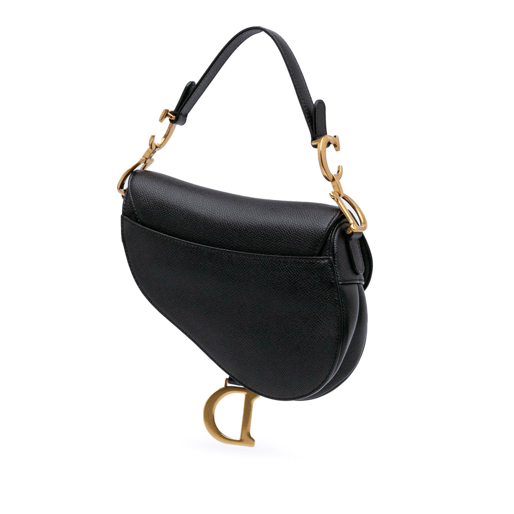 Second hand Dior Saddle Mini Grained Calfskin Leather Handbag No Strap Black - Tabita Bags
