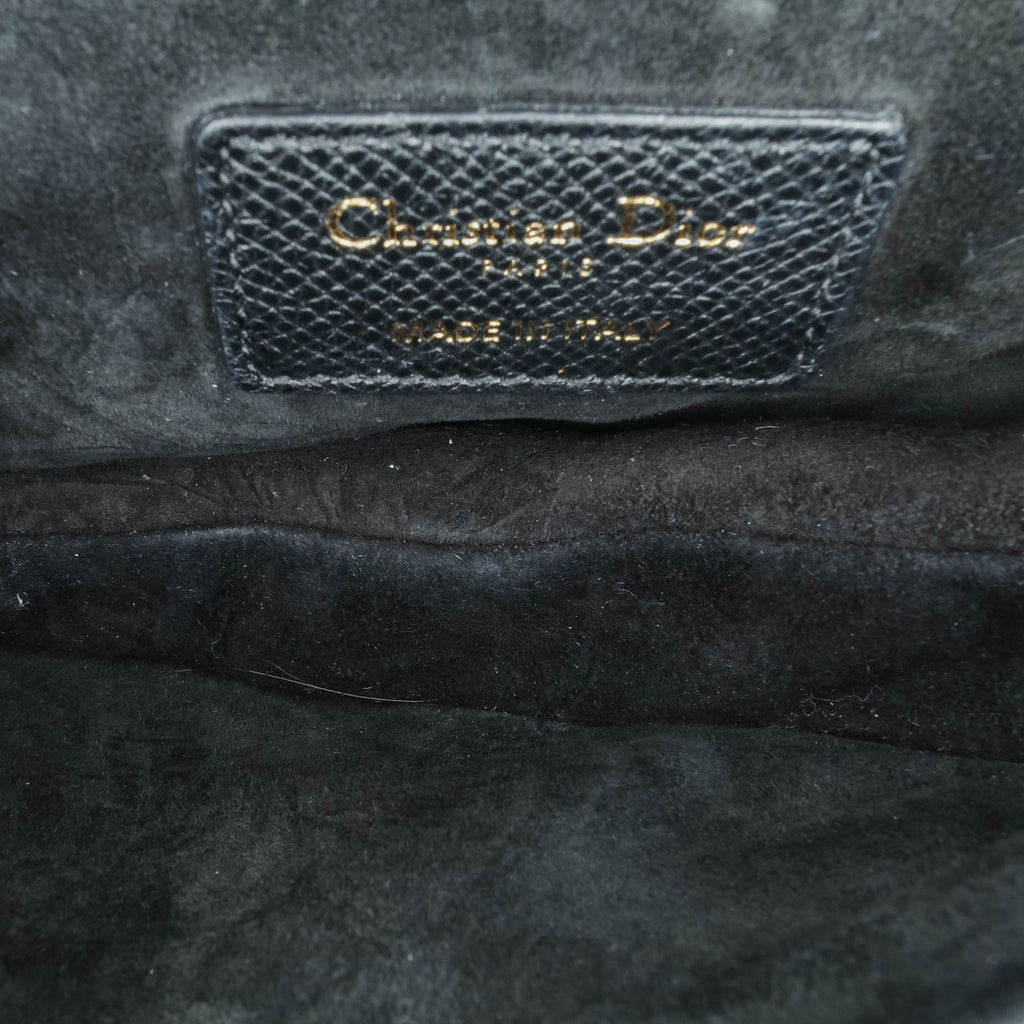 Second hand Dior Saddle Mini Grained Calfskin Leather Handbag No Strap Black - Tabita Bags