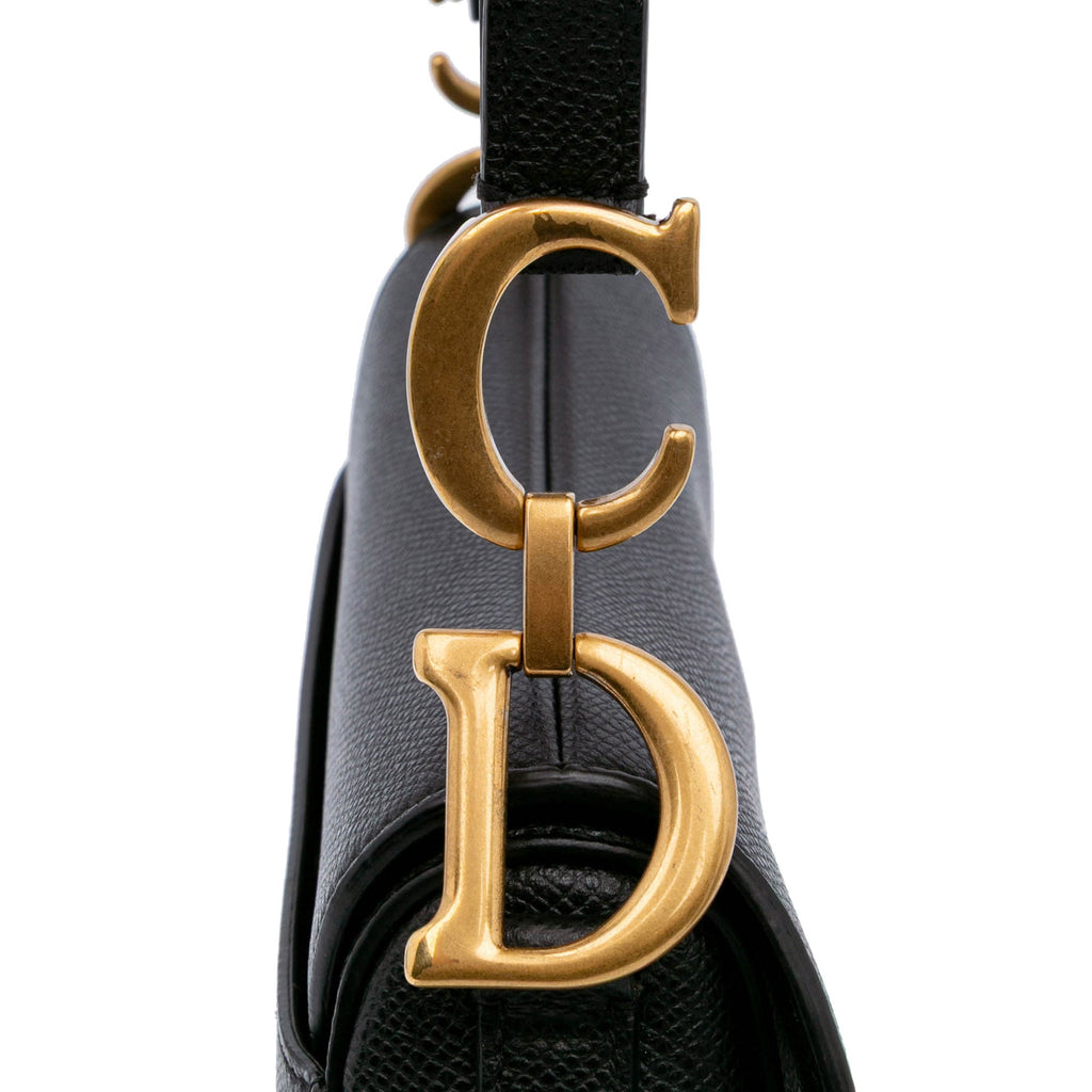 Second hand Dior Saddle Mini Grained Calfskin Leather Handbag No Strap Black - Tabita Bags