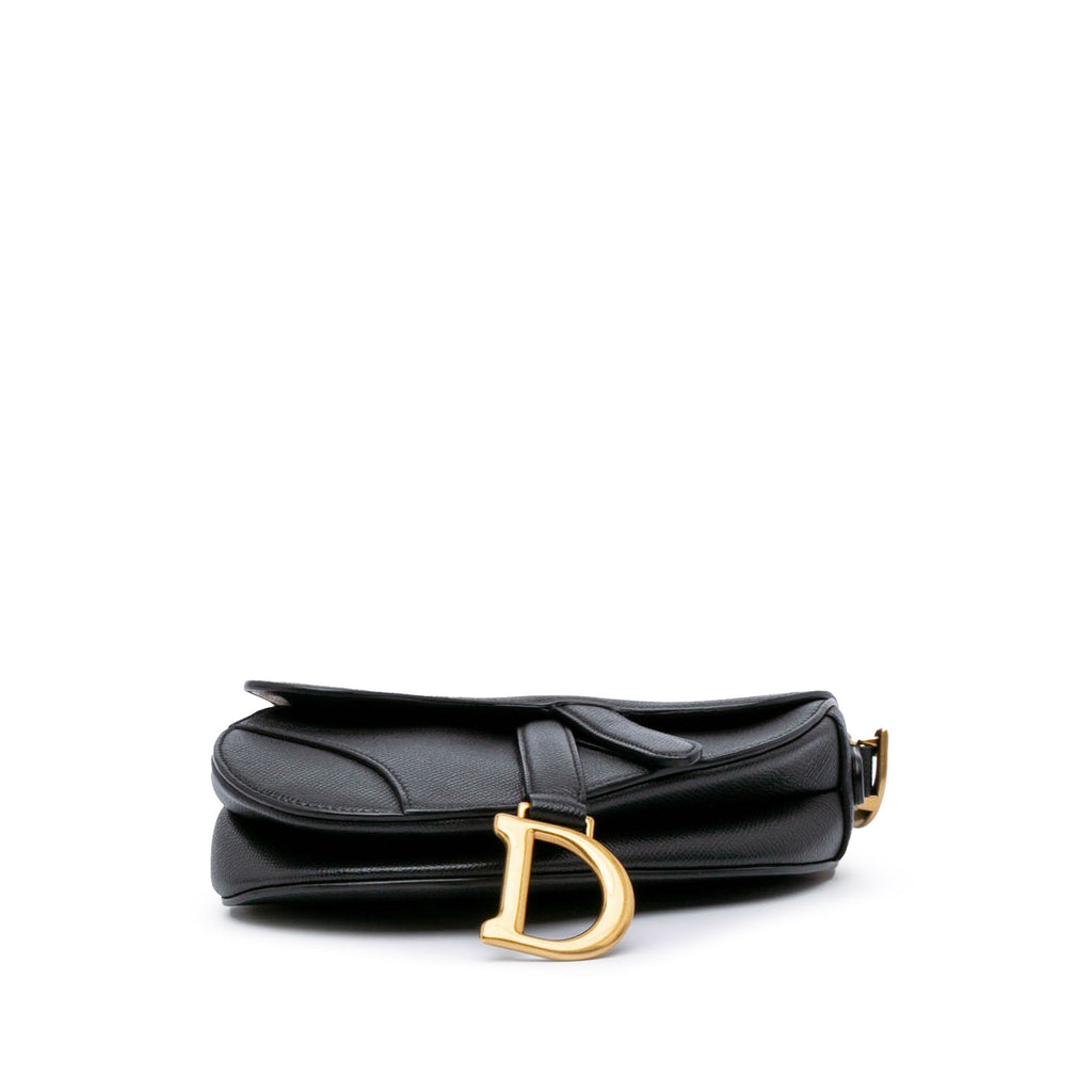 Second hand Dior Saddle Mini Grained Calfskin Leather Handbag No Strap Black - Tabita Bags