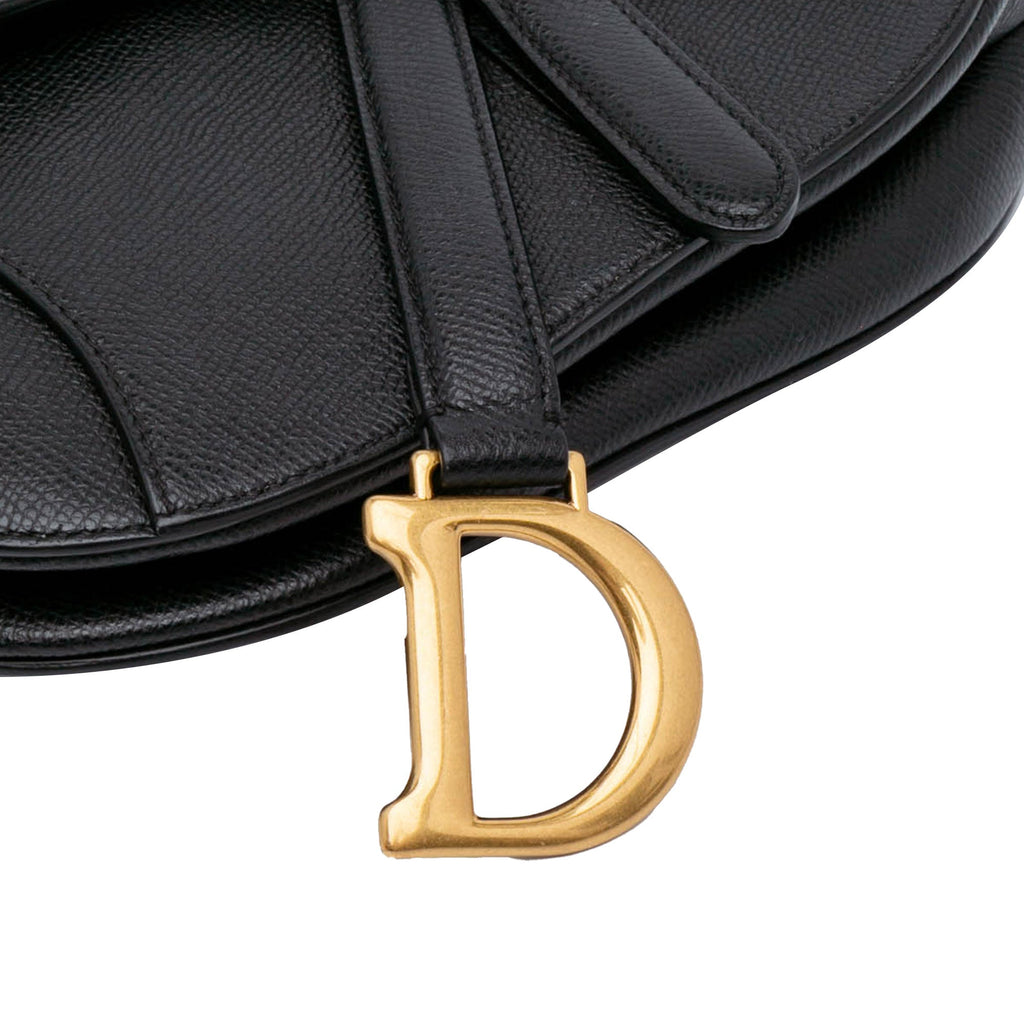 Second hand Dior Saddle Mini Grained Calfskin Leather Handbag No Strap Black - Tabita Bags