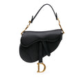 Second hand Dior Saddle Mini Grained Calfskin Leather Handbag No Strap Black - Tabita Bags