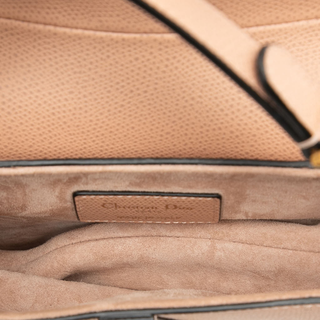 Second hand Dior Saddle Mini Grained Calfskin Leather No Strap Handbag Beige - Tabita Bags