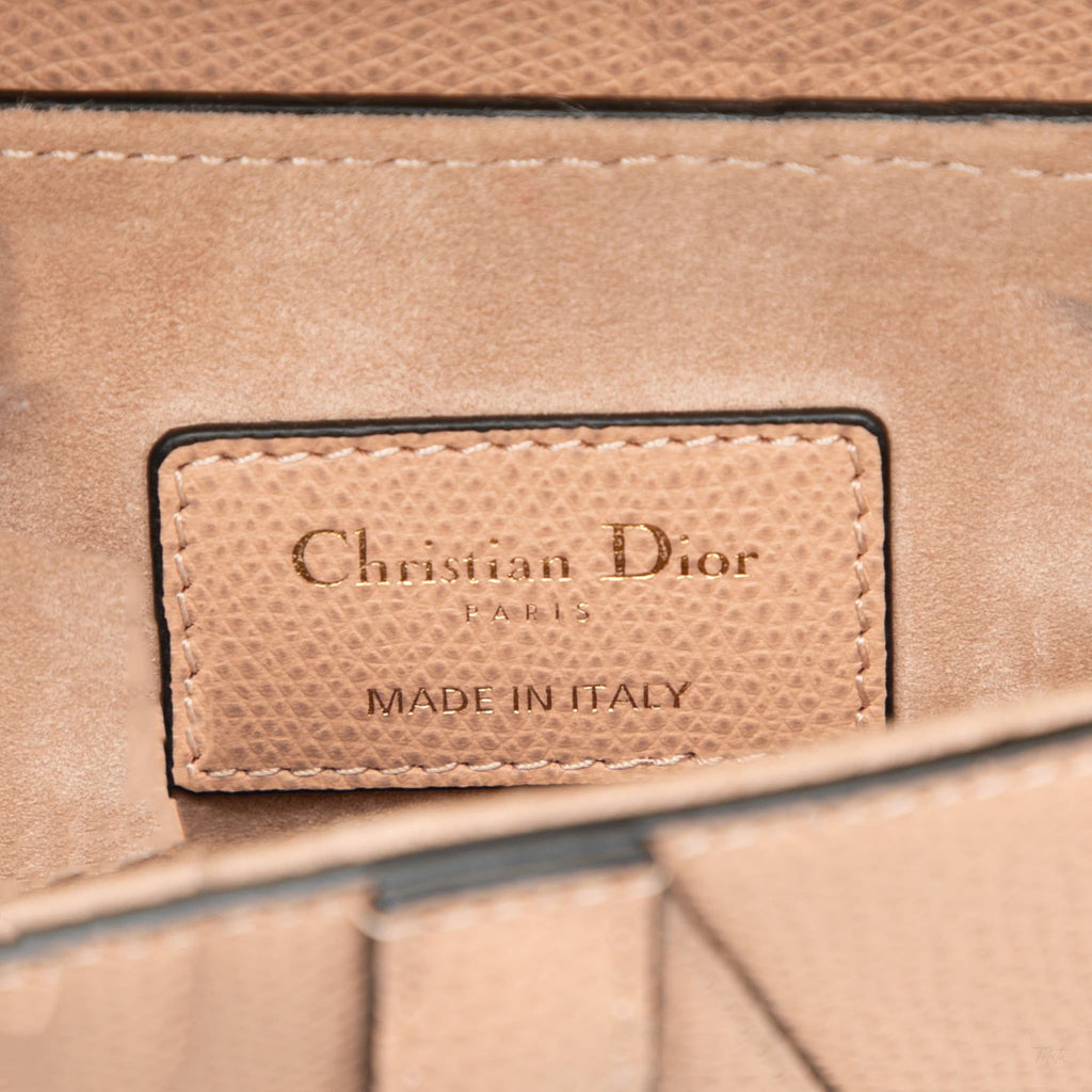 Second hand Dior Saddle Mini Grained Calfskin Leather No Strap Handbag Beige - Tabita Bags