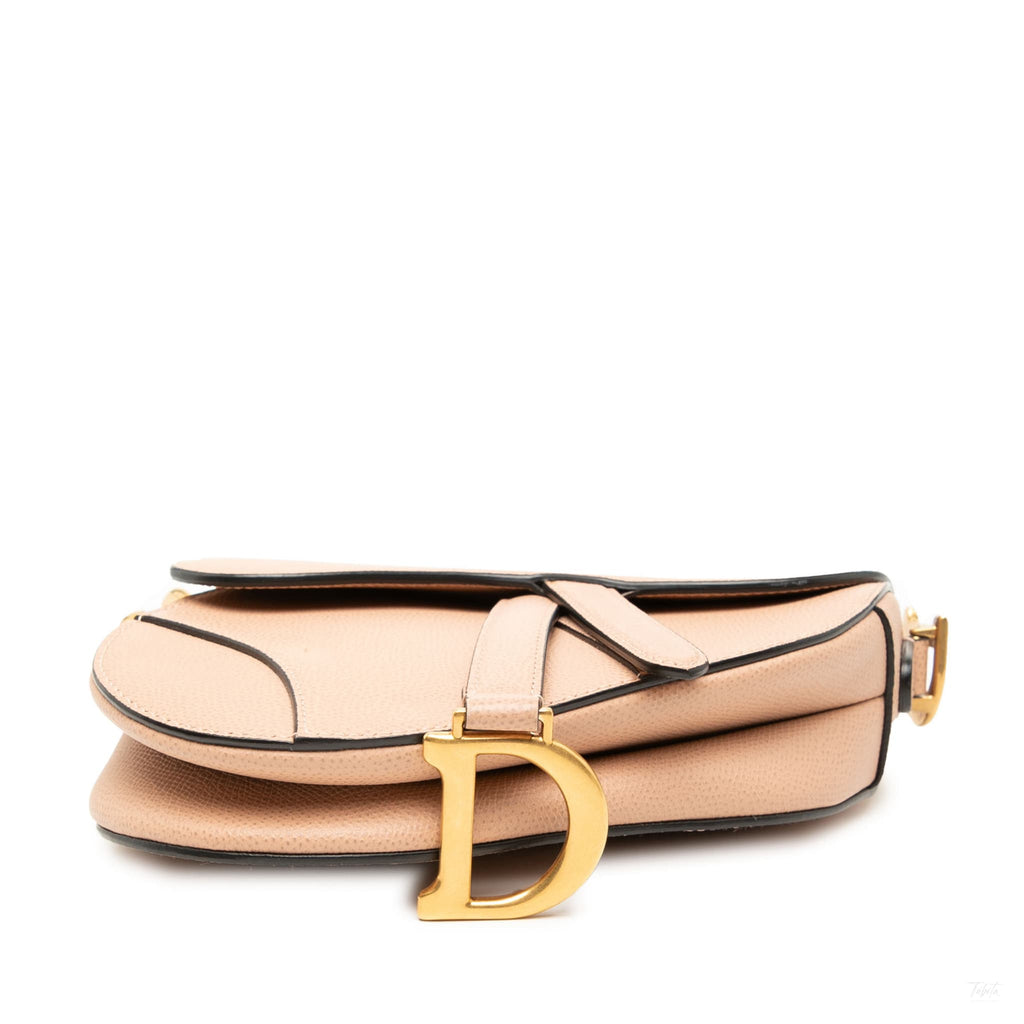Second hand Dior Saddle Mini Grained Calfskin Leather No Strap Handbag Beige - Tabita Bags
