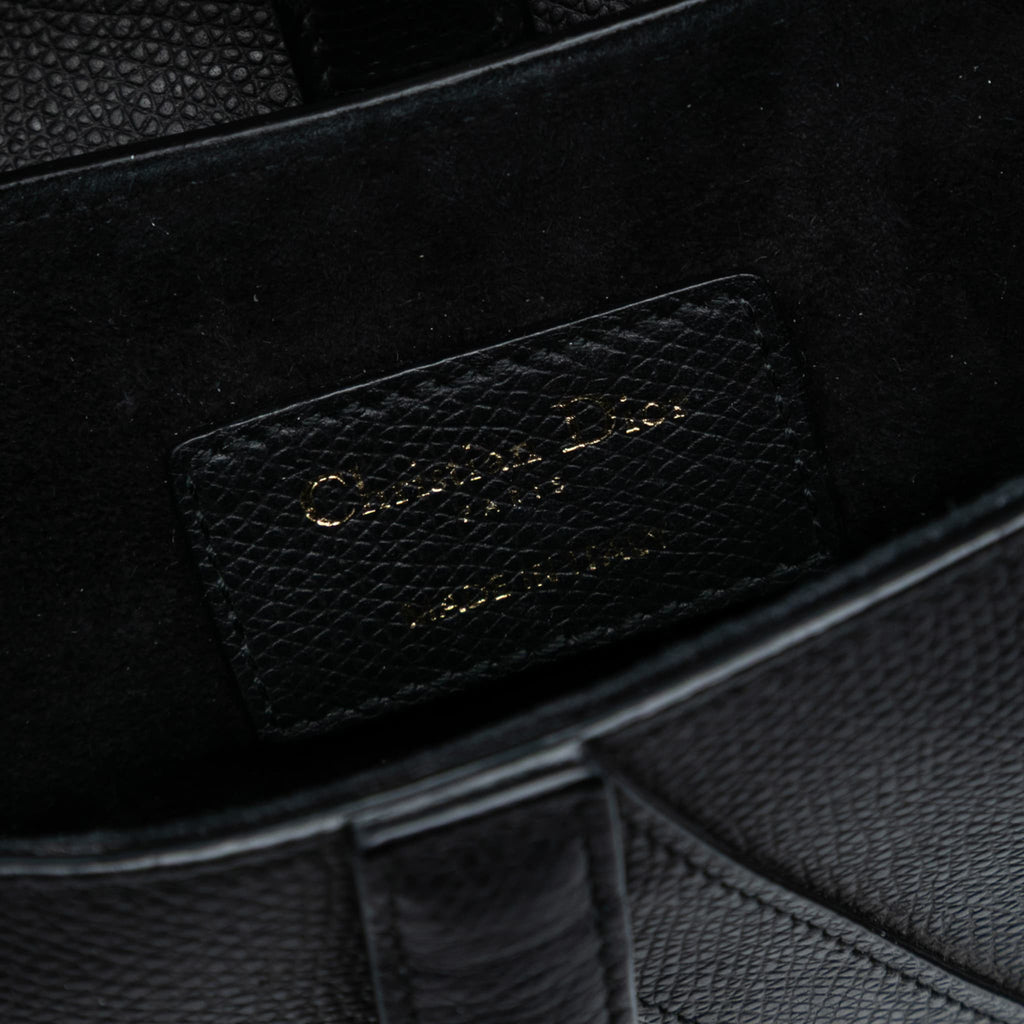 Second hand Dior Saddle Mini Grained Calfskin Leather No Strap Handbag Black - Tabita Bags