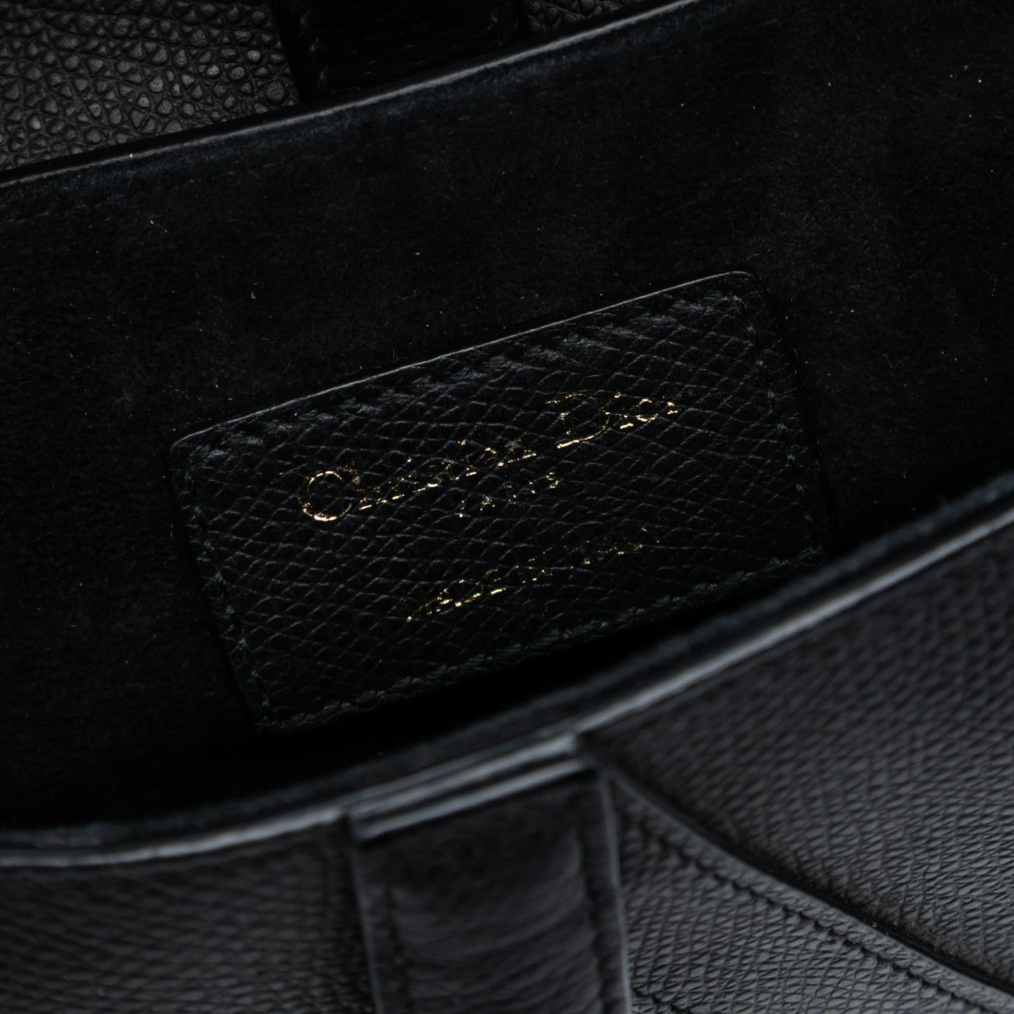 Second hand Dior Saddle Mini Grained Calfskin Leather No Strap Handbag Black - Tabita Bags