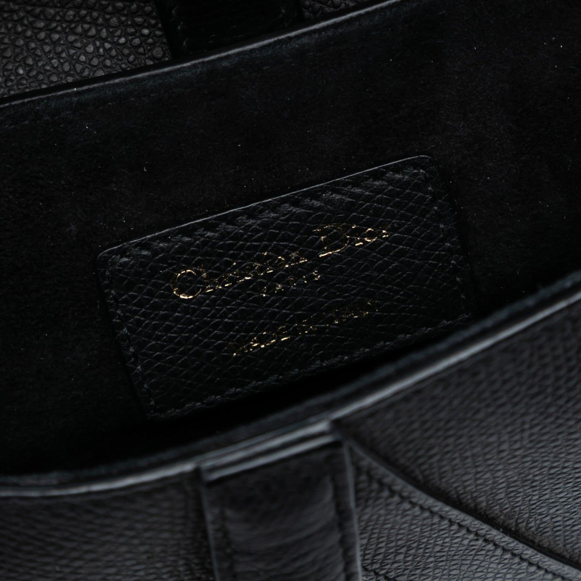 Second hand Dior Saddle Mini Grained Calfskin Leather No Strap Handbag Black - Tabita Bags