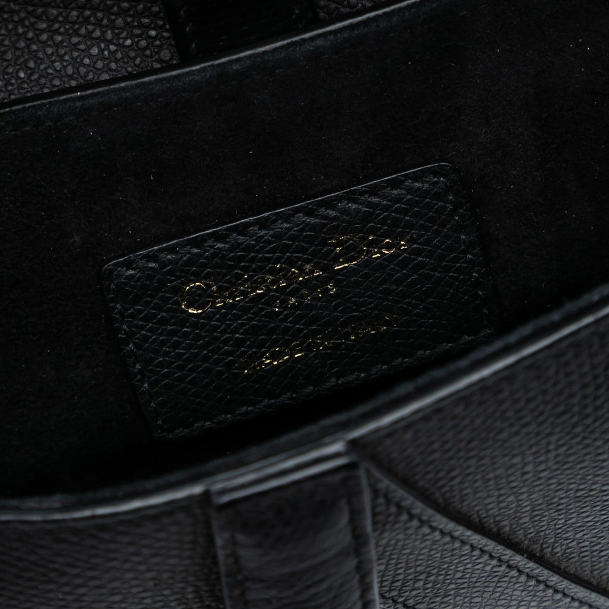 Second hand Dior Saddle Mini Grained Calfskin Leather No Strap Handbag Black - Tabita Bags