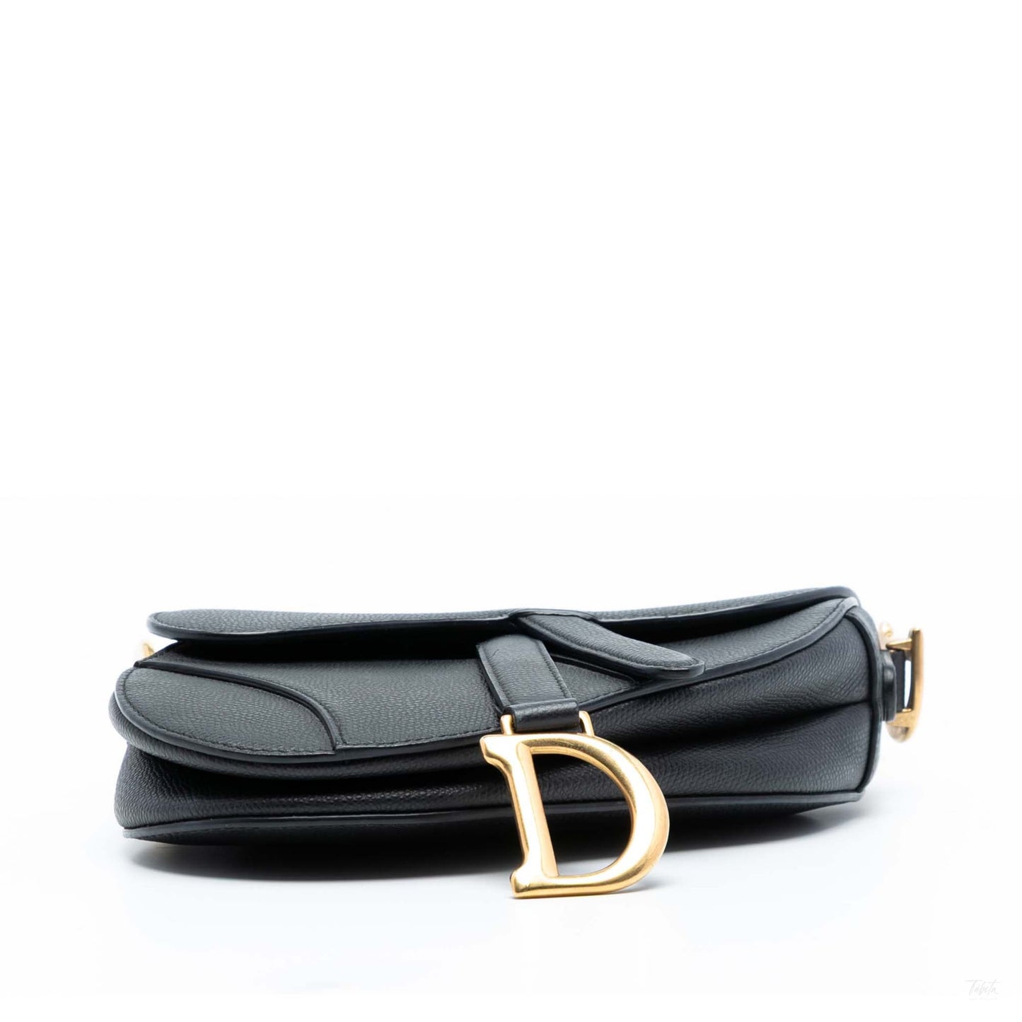 Second hand Dior Saddle Mini Grained Calfskin Leather No Strap Handbag Black - Tabita Bags