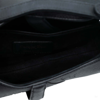 Second hand Dior Saddle Mini Grained Calfskin Leather No Strap Handbag Black - Tabita Bags