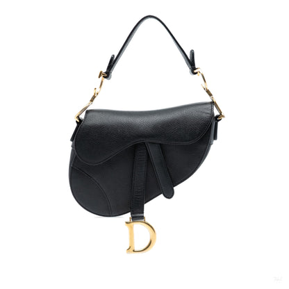 Second hand Dior Saddle Mini Grained Calfskin Leather No Strap Handbag Black - Tabita Bags