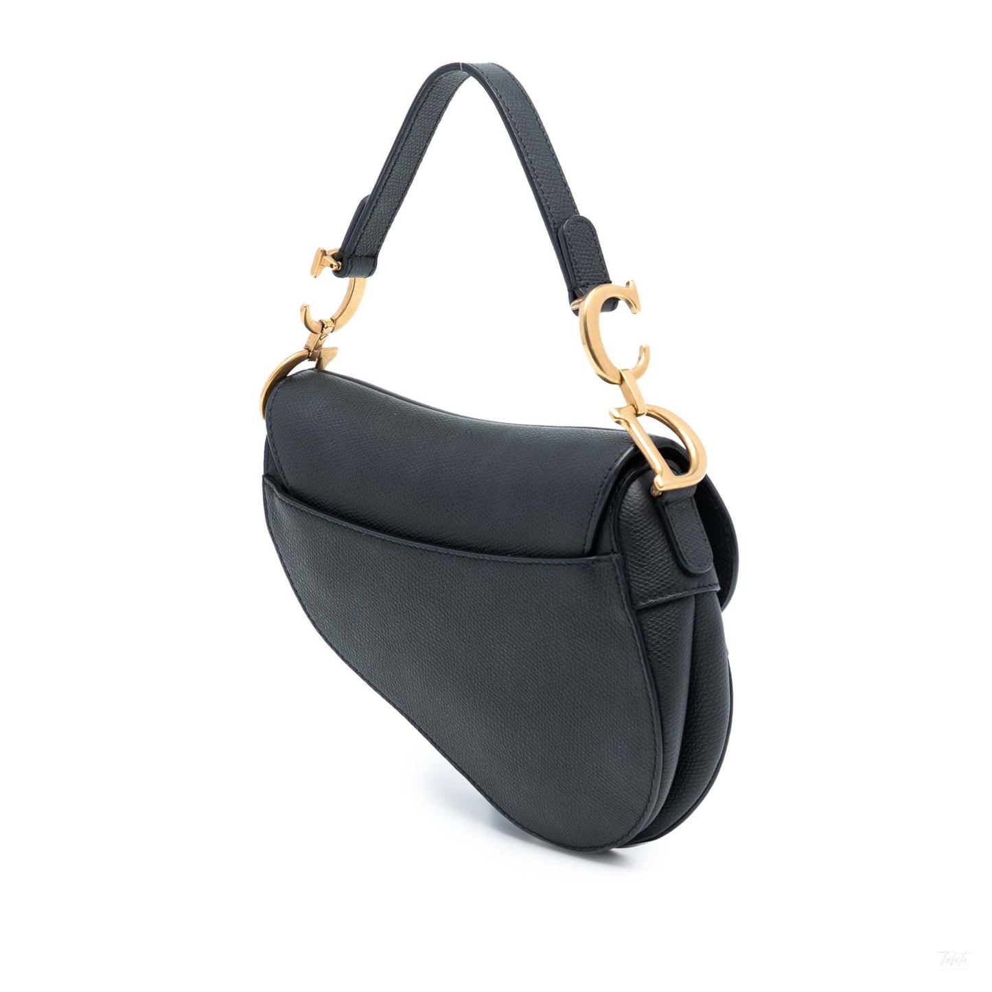 Second hand Dior Saddle Mini Grained Calfskin Leather No Strap Handbag Black - Tabita Bags