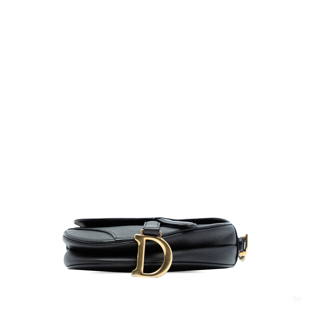 Second hand Dior Saddle Mini Grained Calfskin Leather No Strap Handbag Black - Tabita Bags