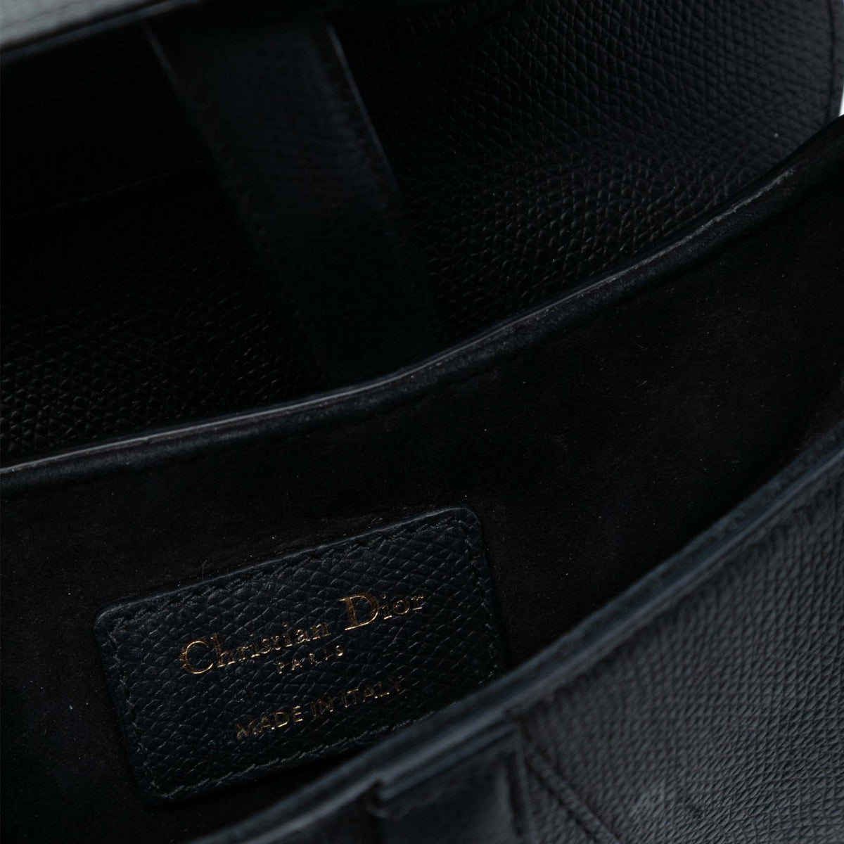 Second hand Dior Saddle Mini Grained Calfskin Leather No Strap Handbag Black - Tabita Bags
