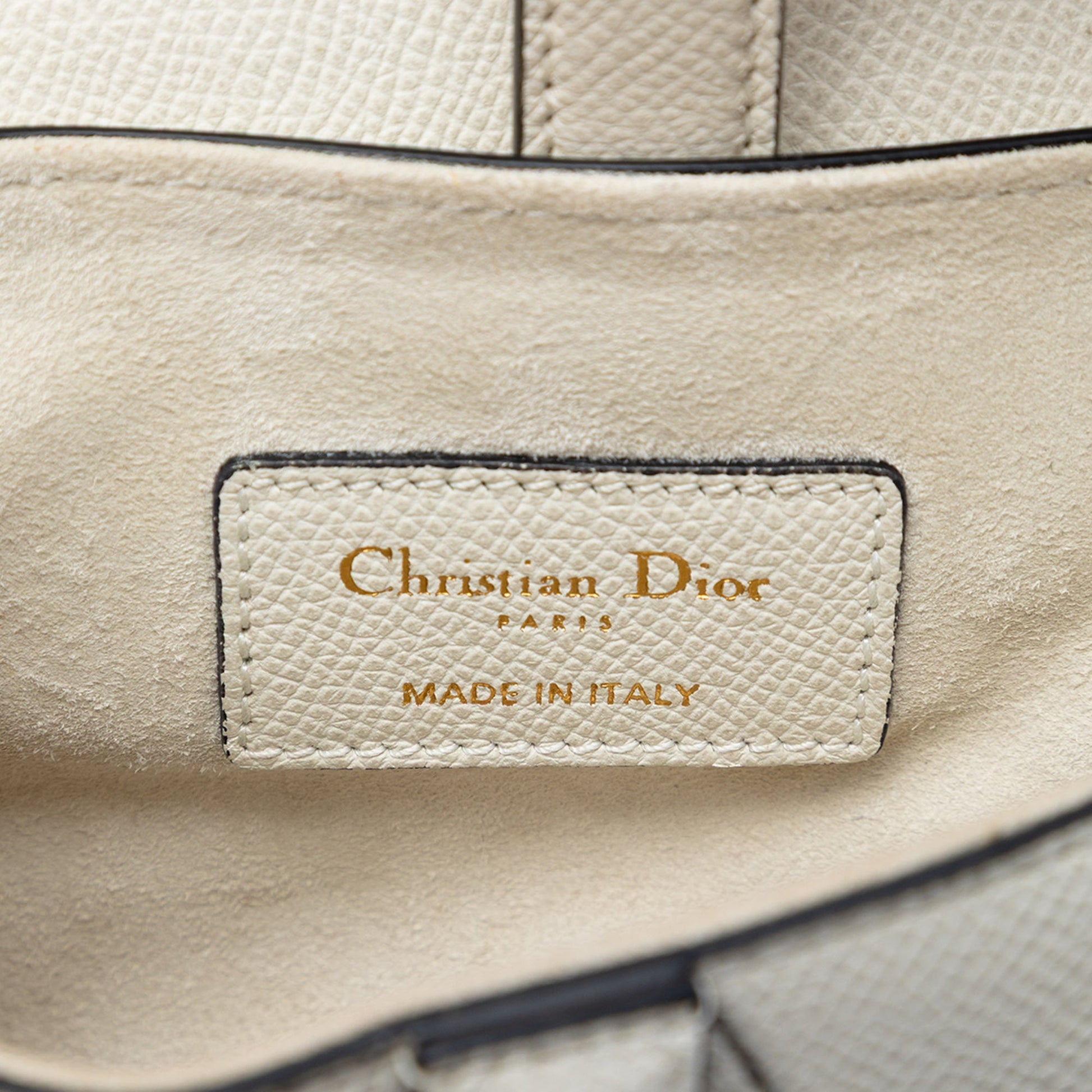 Second hand Dior Saddle Mini Grained Calfskin Leather No Strap Handbag White - Tabita Bags