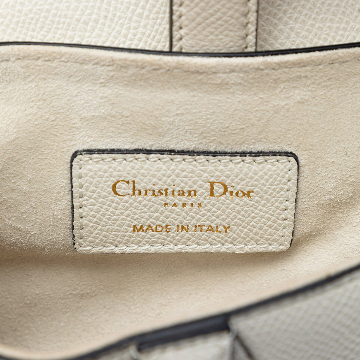 Second hand Dior Saddle Mini Grained Calfskin Leather No Strap Handbag White - Tabita Bags