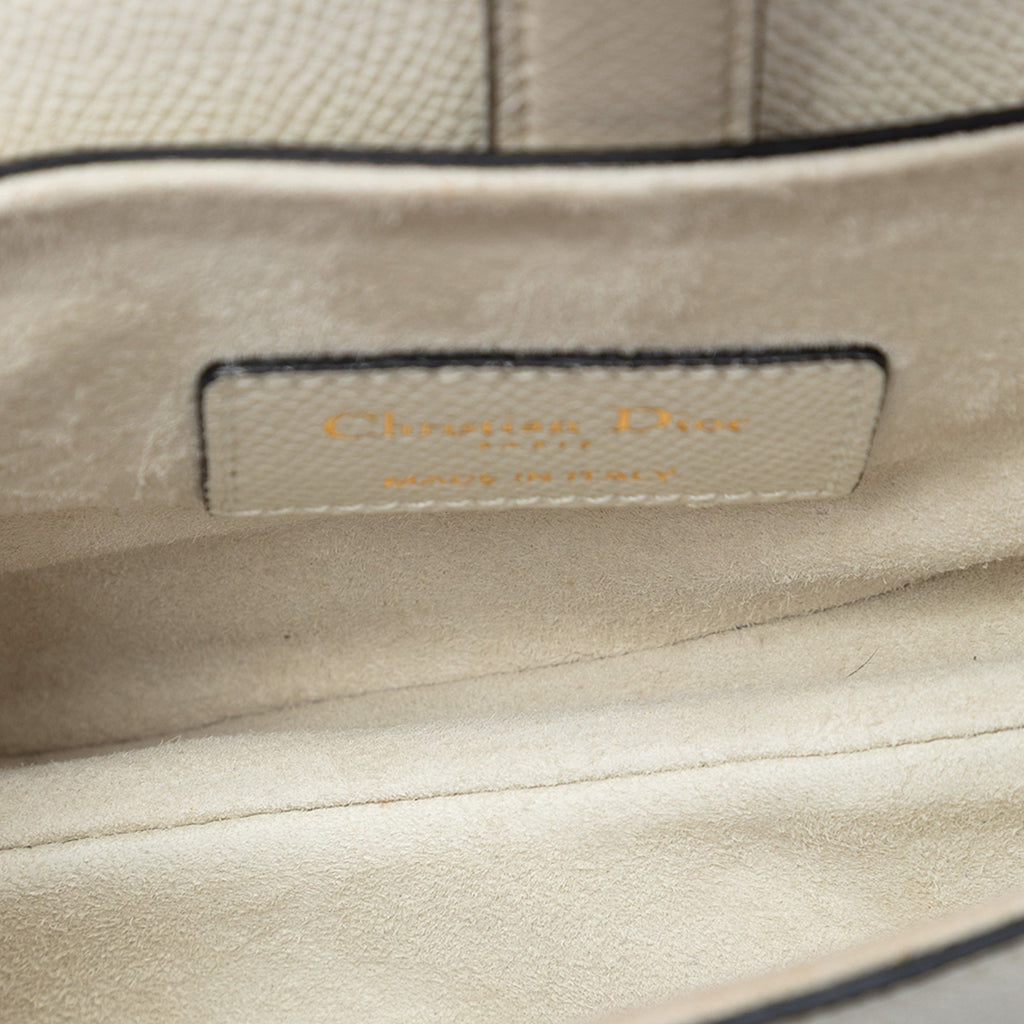 Second hand Dior Saddle Mini Grained Calfskin Leather No Strap Handbag White - Tabita Bags