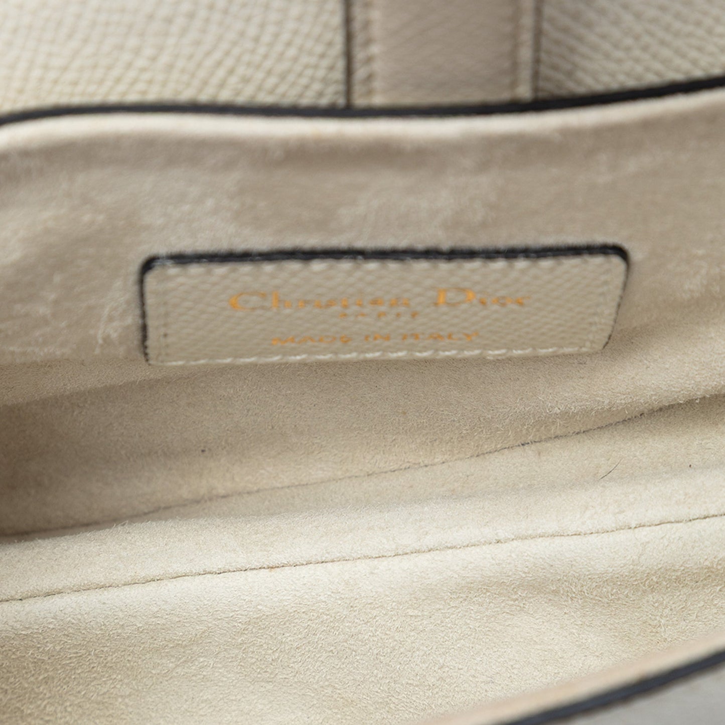 Second hand Dior Saddle Mini Grained Calfskin Leather No Strap Handbag White - Tabita Bags