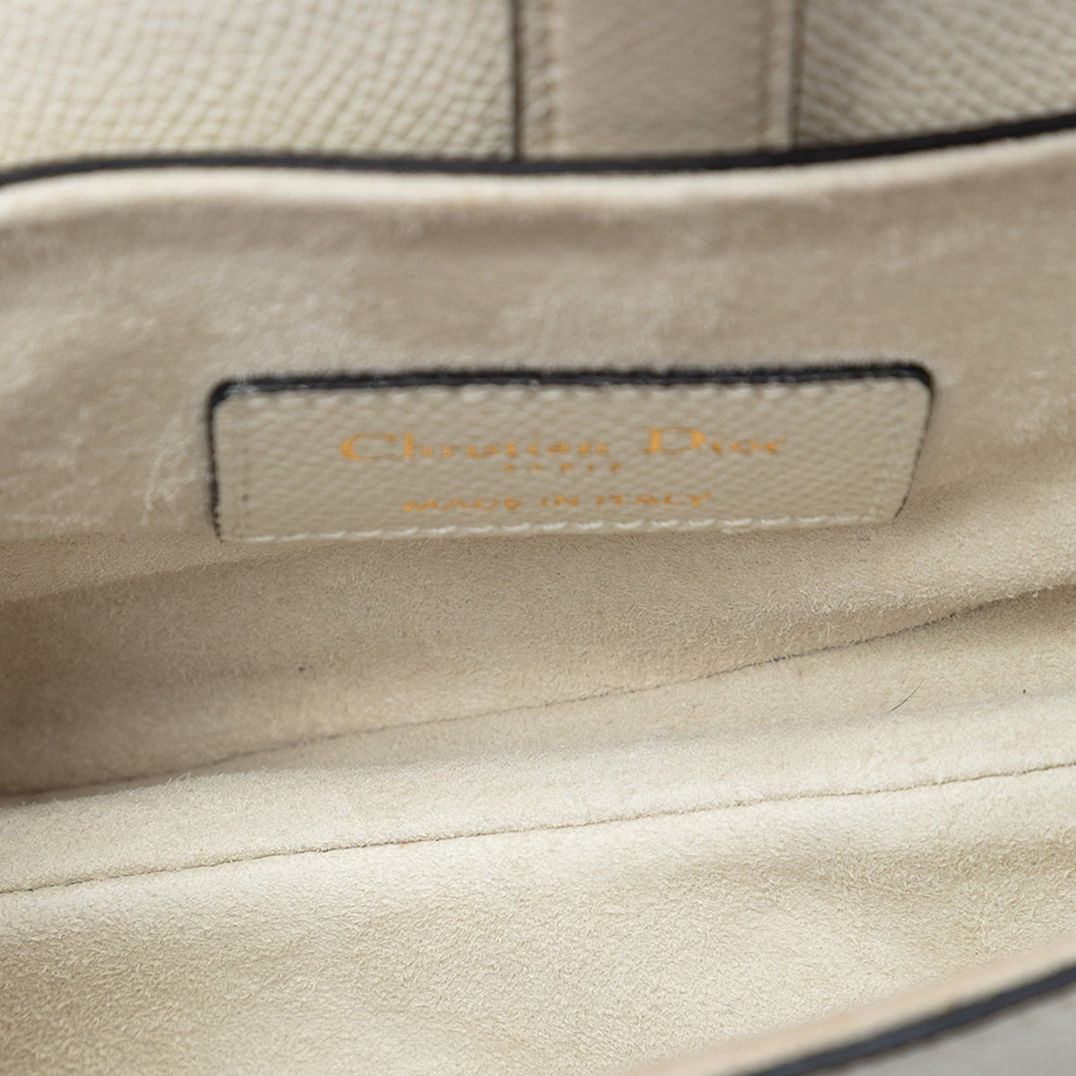 Second hand Dior Saddle Mini Grained Calfskin Leather No Strap Handbag White - Tabita Bags