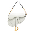Second hand Dior Saddle Mini Grained Calfskin Leather No Strap Handbag White - Tabita Bags