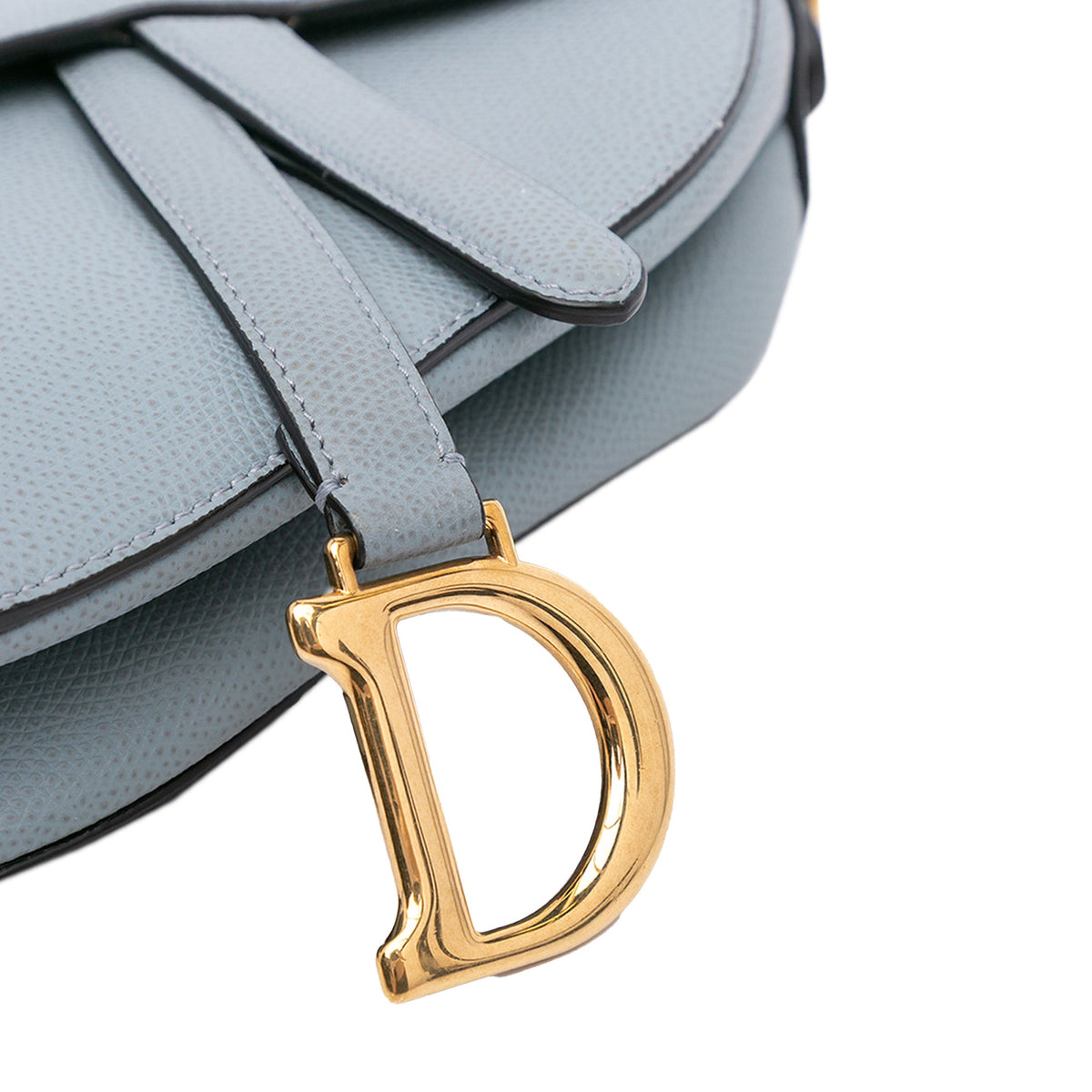 Second hand Dior Saddle Mini Grained Calfskin Leather Shoulder Bag Blue - Tabita Bags