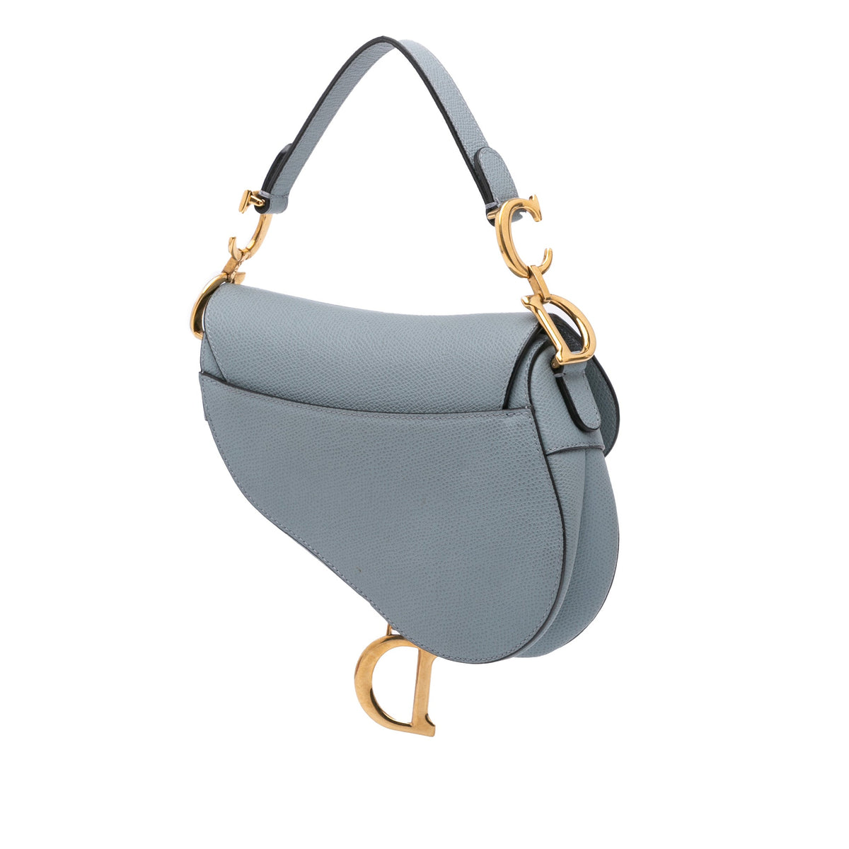 Second hand Dior Saddle Mini Grained Calfskin Leather Shoulder Bag Blue - Tabita Bags