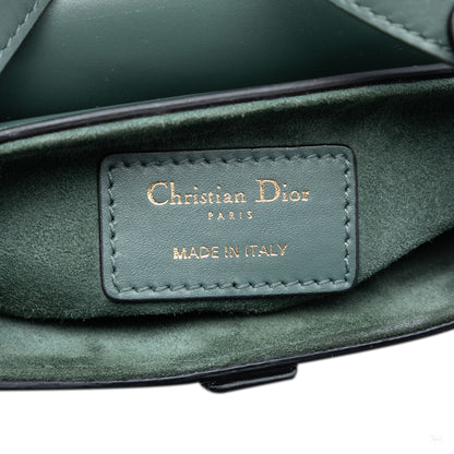 Second hand Dior Saddle Mini Smooth Calfskin Leather No Strap Handbag Green - Tabita Bags