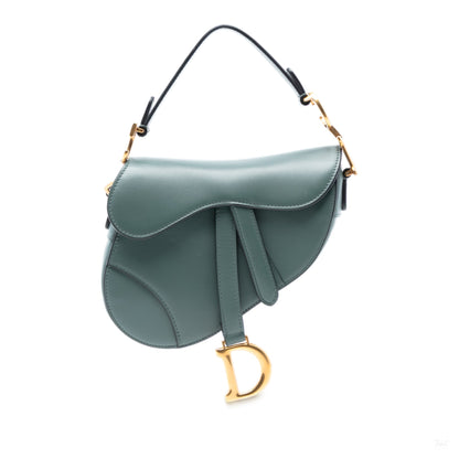 Second hand Dior Saddle Mini Smooth Calfskin Leather No Strap Handbag Green - Tabita Bags
