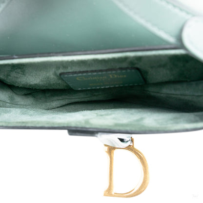 Second hand Dior Saddle Mini Smooth Calfskin Leather No Strap Handbag Green - Tabita Bags