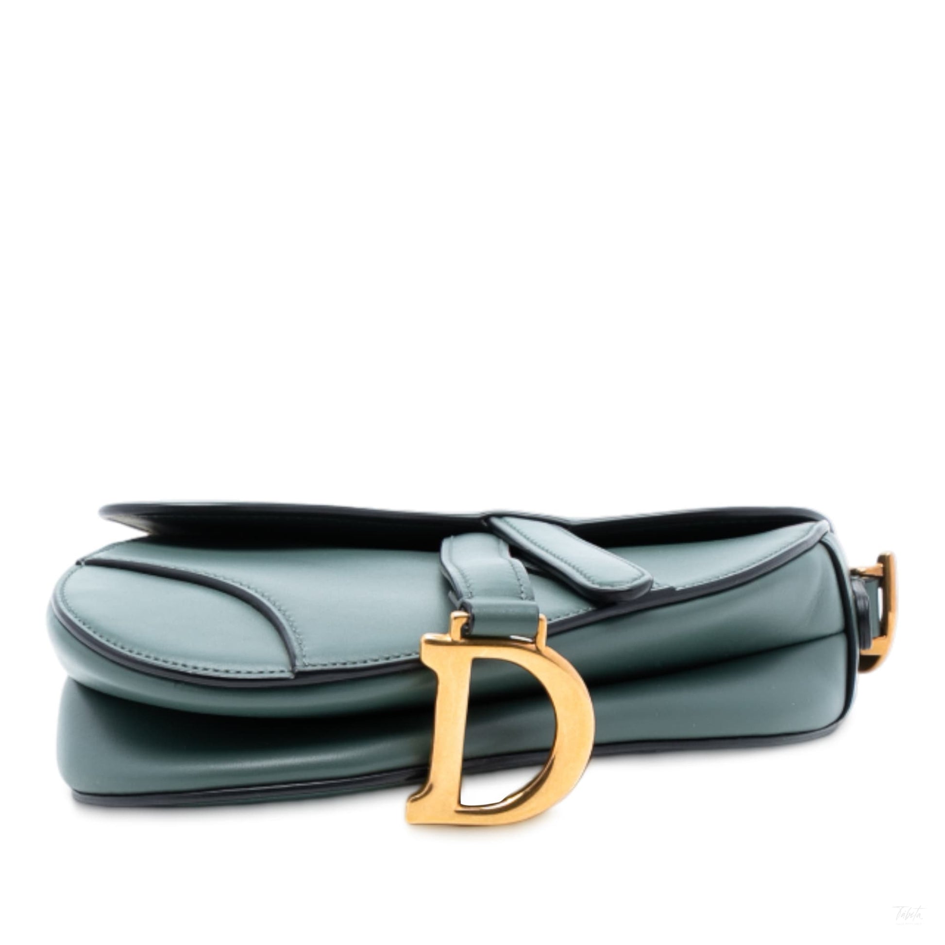 Second hand Dior Saddle Mini Smooth Calfskin Leather No Strap Handbag Green - Tabita Bags