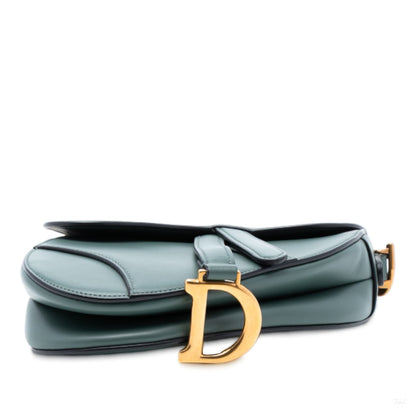 Second hand Dior Saddle Mini Smooth Calfskin Leather No Strap Handbag Green - Tabita Bags