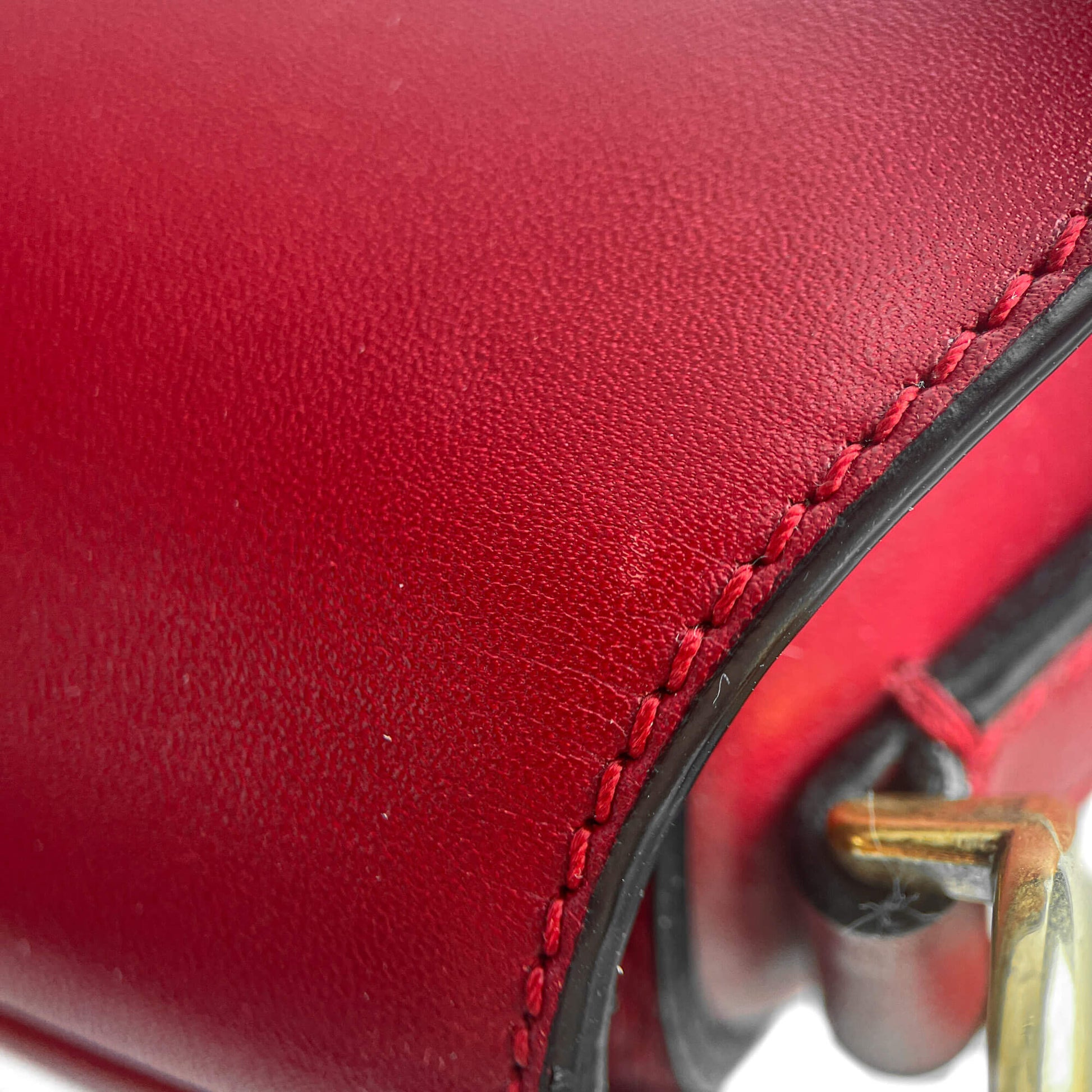 Second hand Dior Saddle Mini Ultrasmooth Calfskin Leather No Strap Handbag Cherry Red - Tabita Bags