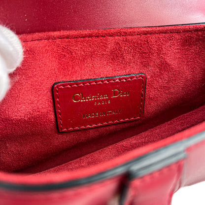 Second hand Dior Saddle Mini Ultrasmooth Calfskin Leather No Strap Handbag Cherry Red - Tabita Bags
