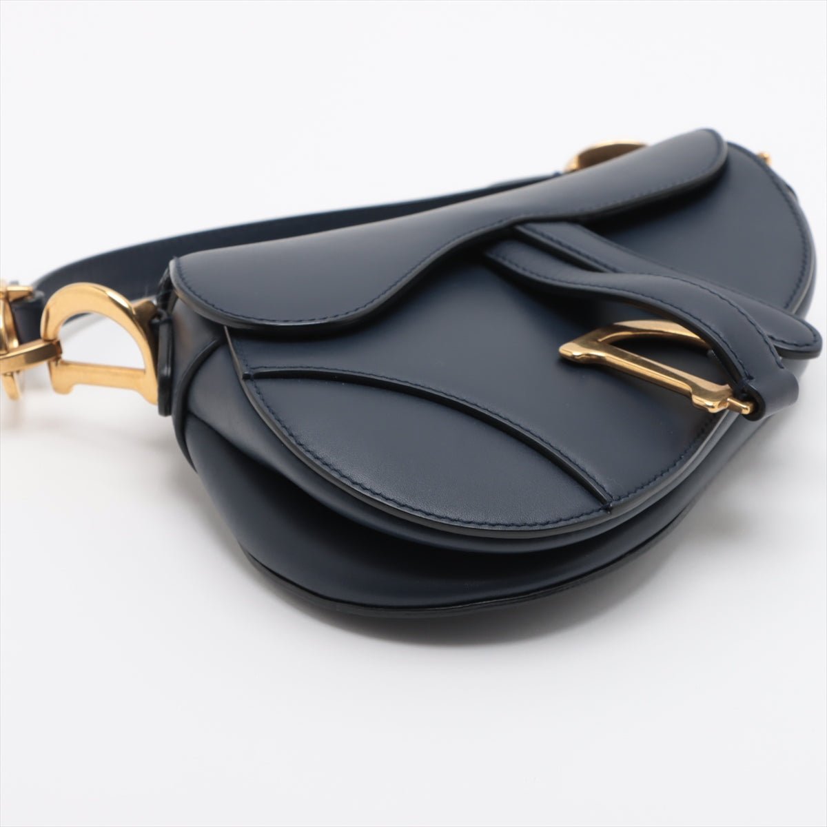 Second hand Dior Saddle Mini Ultrasmooth Calfskin Leather Saddle Handbag No Strap Navy - Tabita Bags