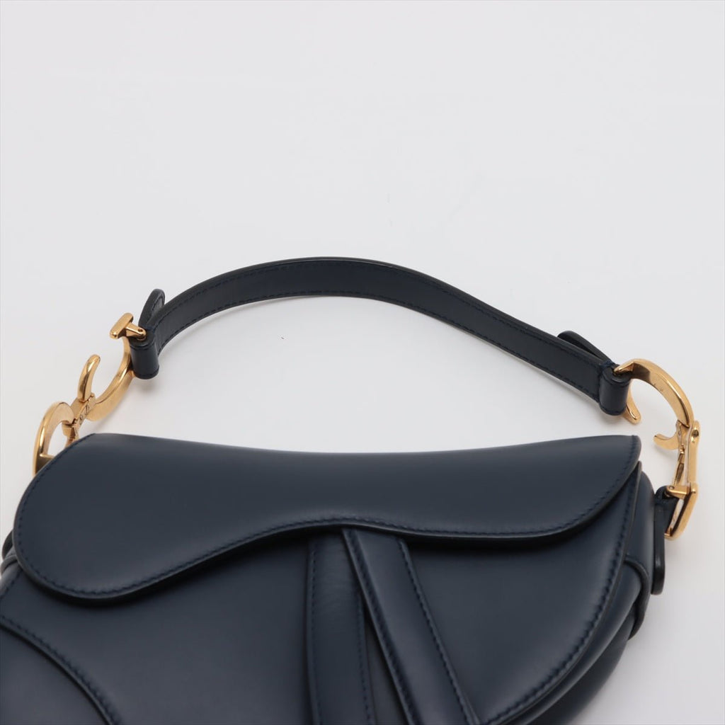 Second hand Dior Saddle Mini Ultrasmooth Calfskin Leather Saddle Handbag No Strap Navy - Tabita Bags